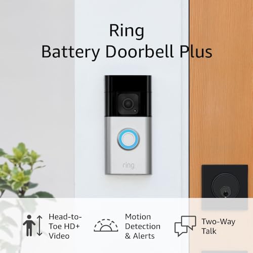 Ring Ring Battery Doorbell (newest model), Home or business security with Head-to-Toe video, Live View with Two-Way Talk, and Motion Detection & Alerts, Satin Nickel - High quality product image for Ring Battery Doorbell (newest model), Home or business security with Head-to-Toe video, Live View with Two-Way Talk, and Motion Detection & Alerts, Satin Nickel